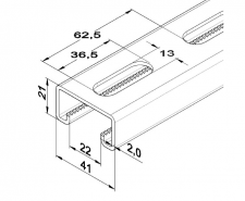 MOFIX SC 41x21x2,0 szerelősín ( C sín )