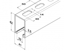 MOFIX SC 41x62x2,5 szerelősín ( C sín )